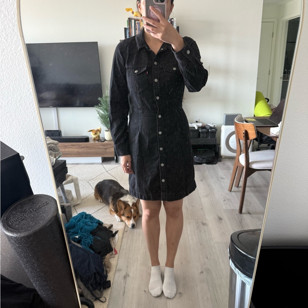 Levi's Black Buttoned Long Sleeve Shirt Dress